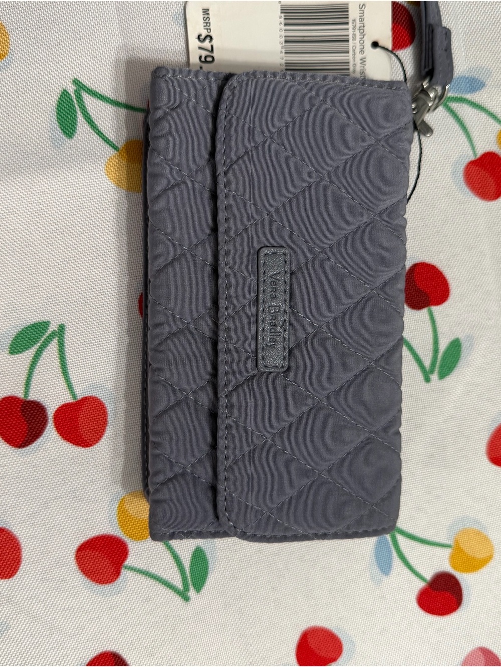 Vera Bradley Quilted Slate Gray Wristlet Phone Case